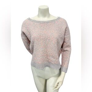 Free People Leopard Knit Sweater S Pink Gray Alpaca Blend Cropped Boho Pullover